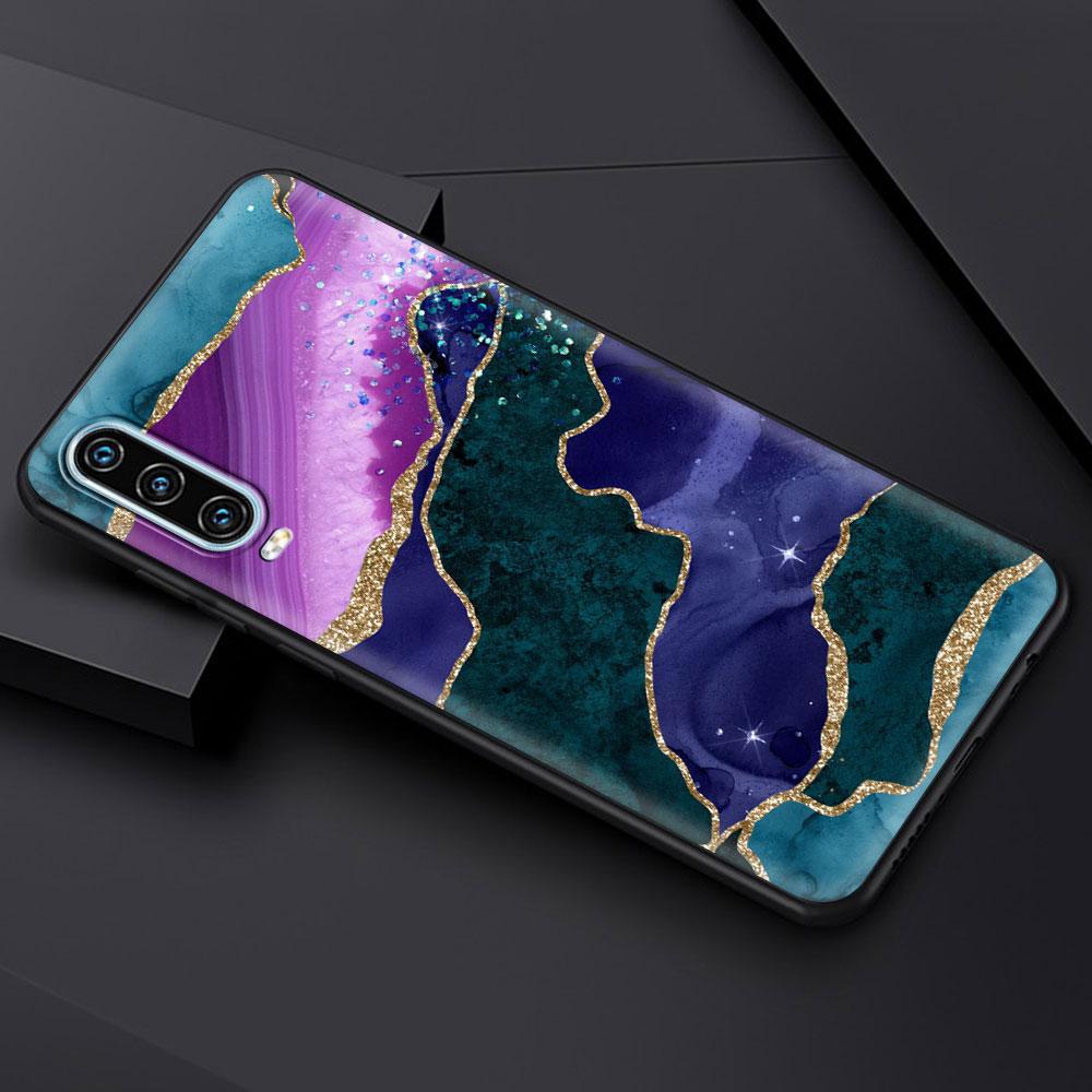 Чехол для телефона Rainbow Glitter Agate Marble для Huawei P30 Lite P50 Pro P20 P40 Lite EP Smart Z 2021 Y6 Y7 Y9 2019 Y6p Y9s