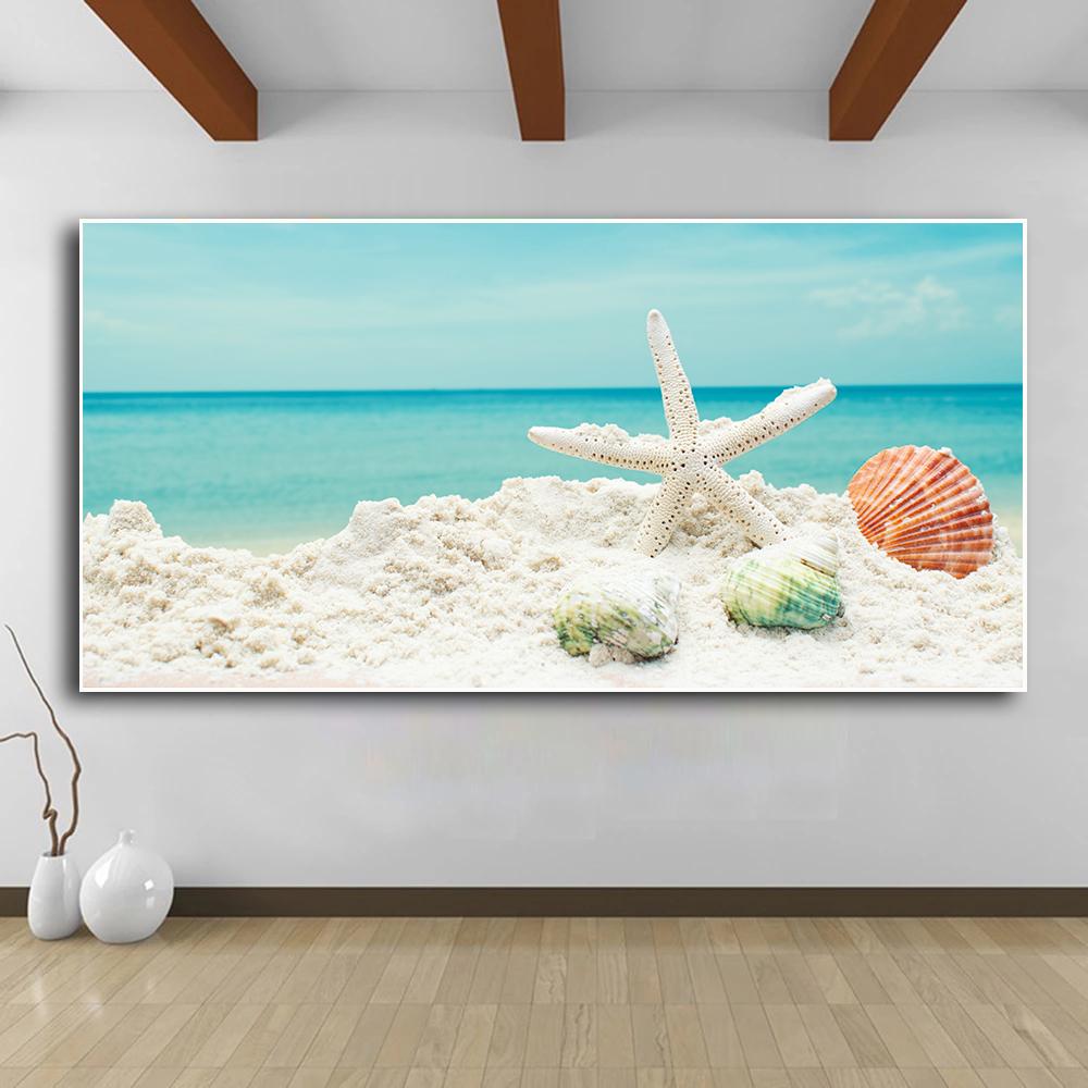 Морские звезды, ракушки, пляж, холст, картина, ракушка, морская стена, настенное искусство, морской пейзаж, настенные картины, постер для гостиной, спальни, офиса, декор