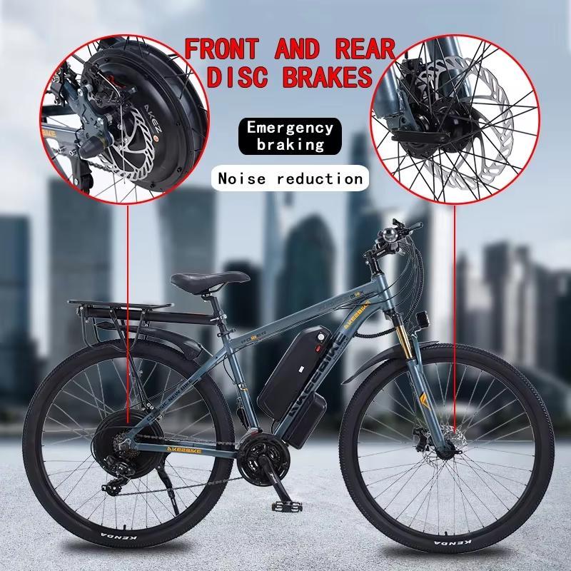 Ebike AKEZ aluminum alloy electric bicycle 21 speed adult electric bicycle 29 inch 48v13AH lithium battery 1000W motor, unisex.
