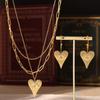 Стильные серьги-подвески в форме сердца с изображением глаза дьявола, многослойное ожерелье из титановой стали с покрытием из настоящего золота 18 карат, модный костюм