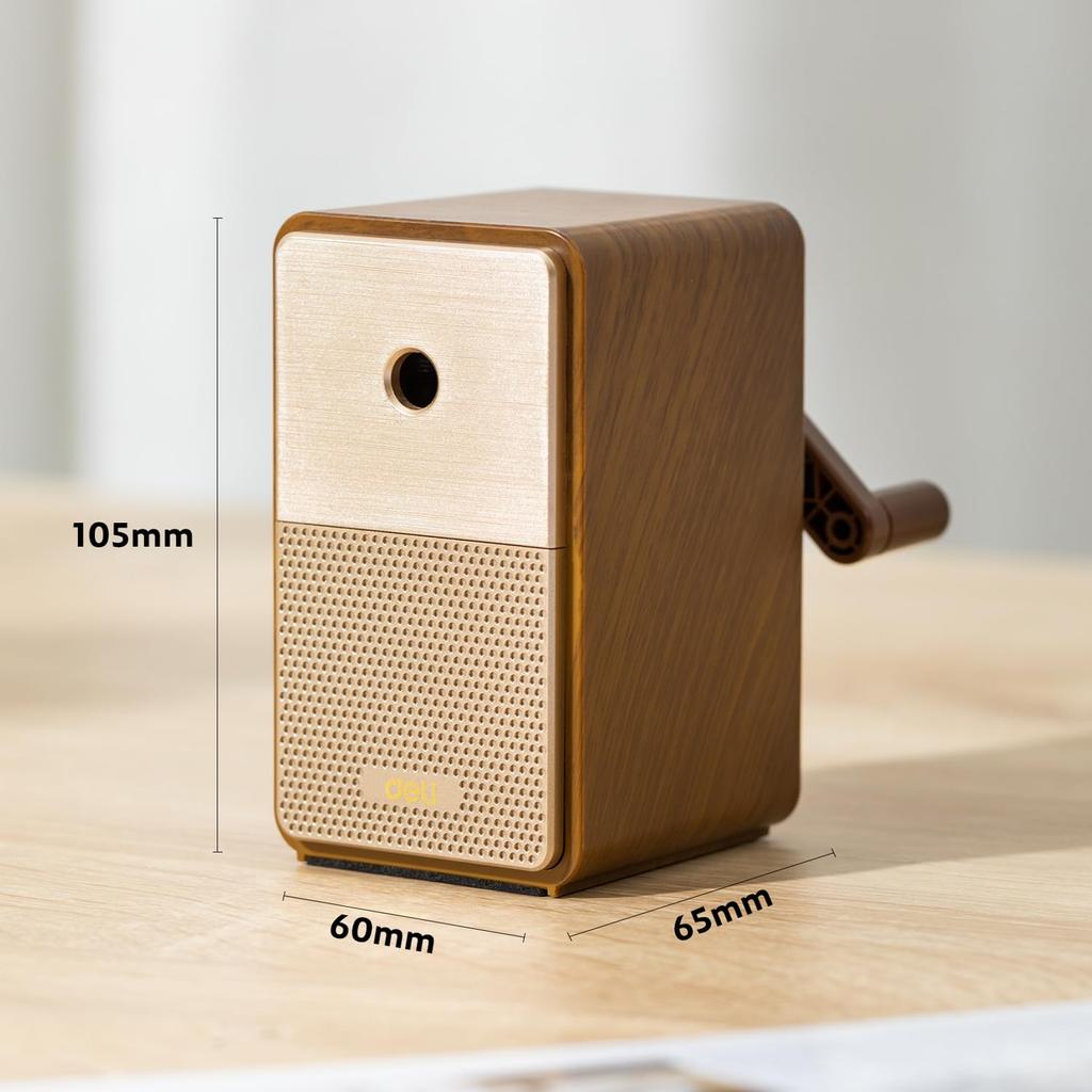 Deli Ручная точилка для карандашей Мини Под дерево Коричневая Удалитель сломанного грифеля 5 уровней регулировки грифеля Автоматическая подача карандаша Совместима с различными карандашами