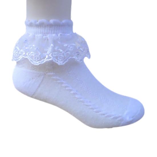 1Pair Socks Solid Color Anti-skid Cotton Baby Girls Lace Socks for Dancing