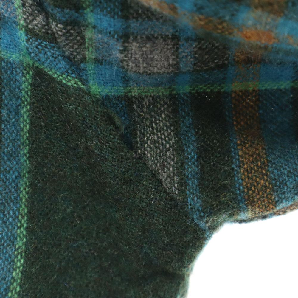 Vintage Рубашка с длинным рукавом из шерстяной смеси 70-х годов с клетчатым узором, с открытым воротником, мужская, б/у