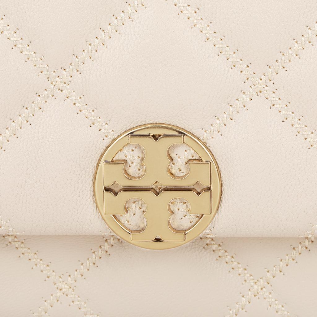 Tory Burch Quilted Logo Leather Shoulder Bag Women bags Beige 158137-724