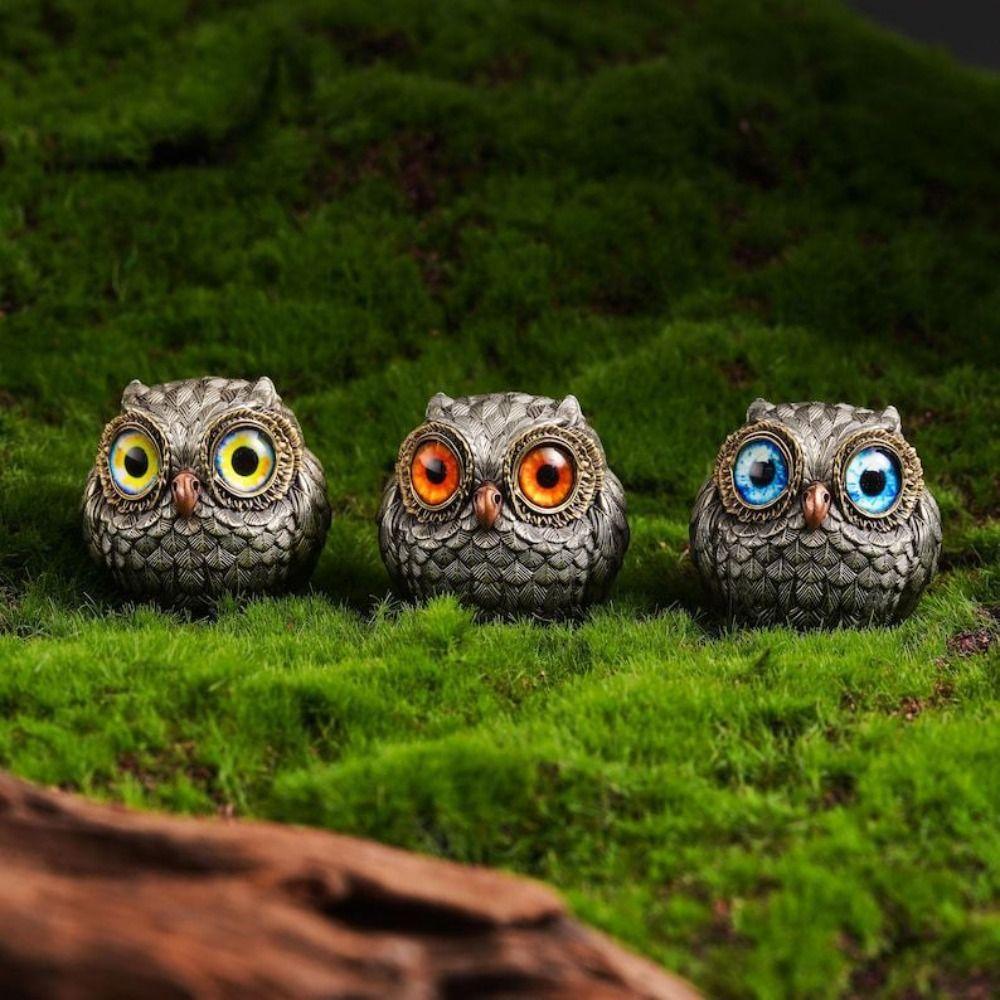 Lucky Owl Owl Mini Statue Realistic Owl Ornament Creative Owl Figurine Beads  Desktop Decoration