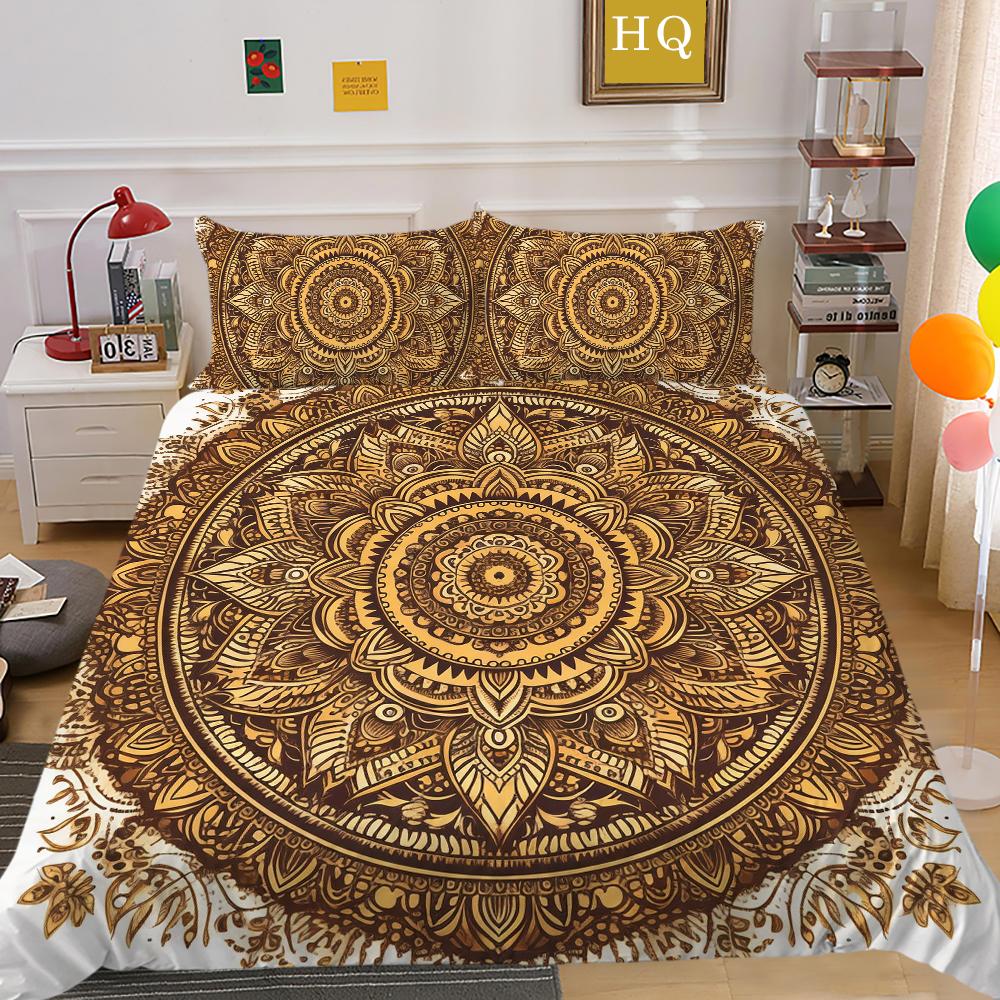 Mandala Printed Bedspreads Twin Size Microfiber Bedding Cover Cool Boy Fashion Duvet Cover Set Bedroom Decor