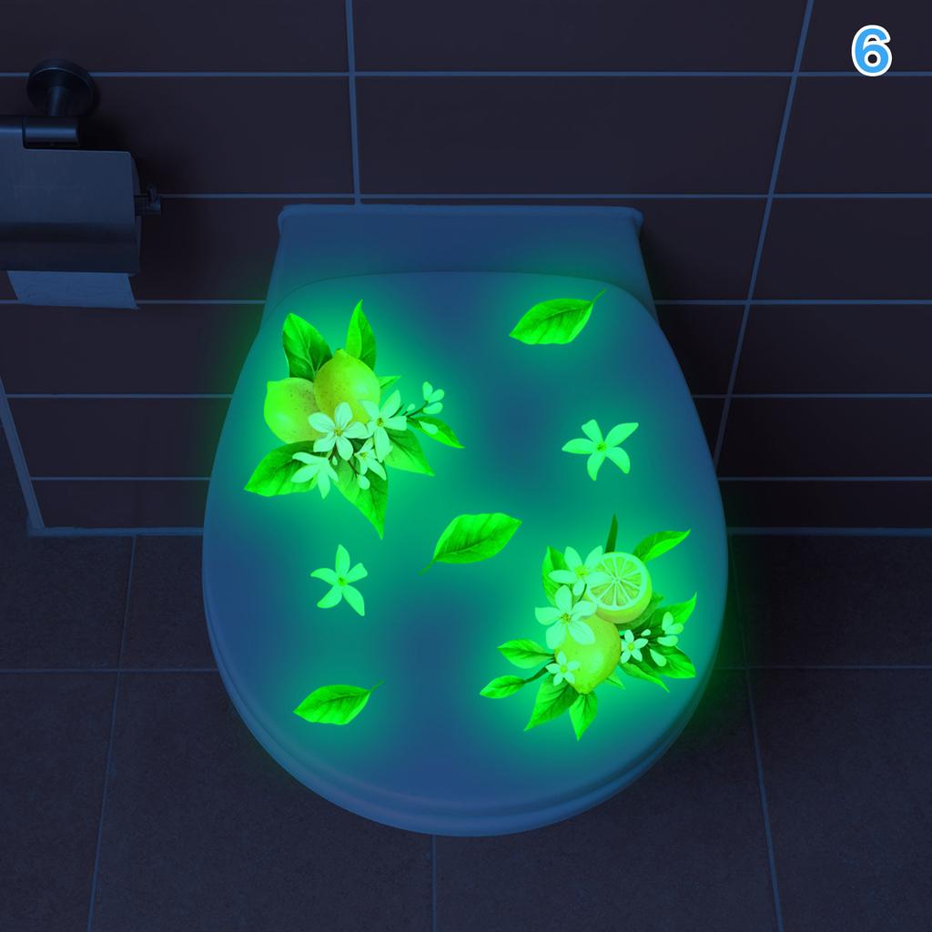 Светящийся Дельфин Панда Кролик Животное Цветок Наклейка на Туалет Самоклеящаяся ПВХ Ванная Комната Домашний Декор Зеленая Мечта Веселый Рисунок