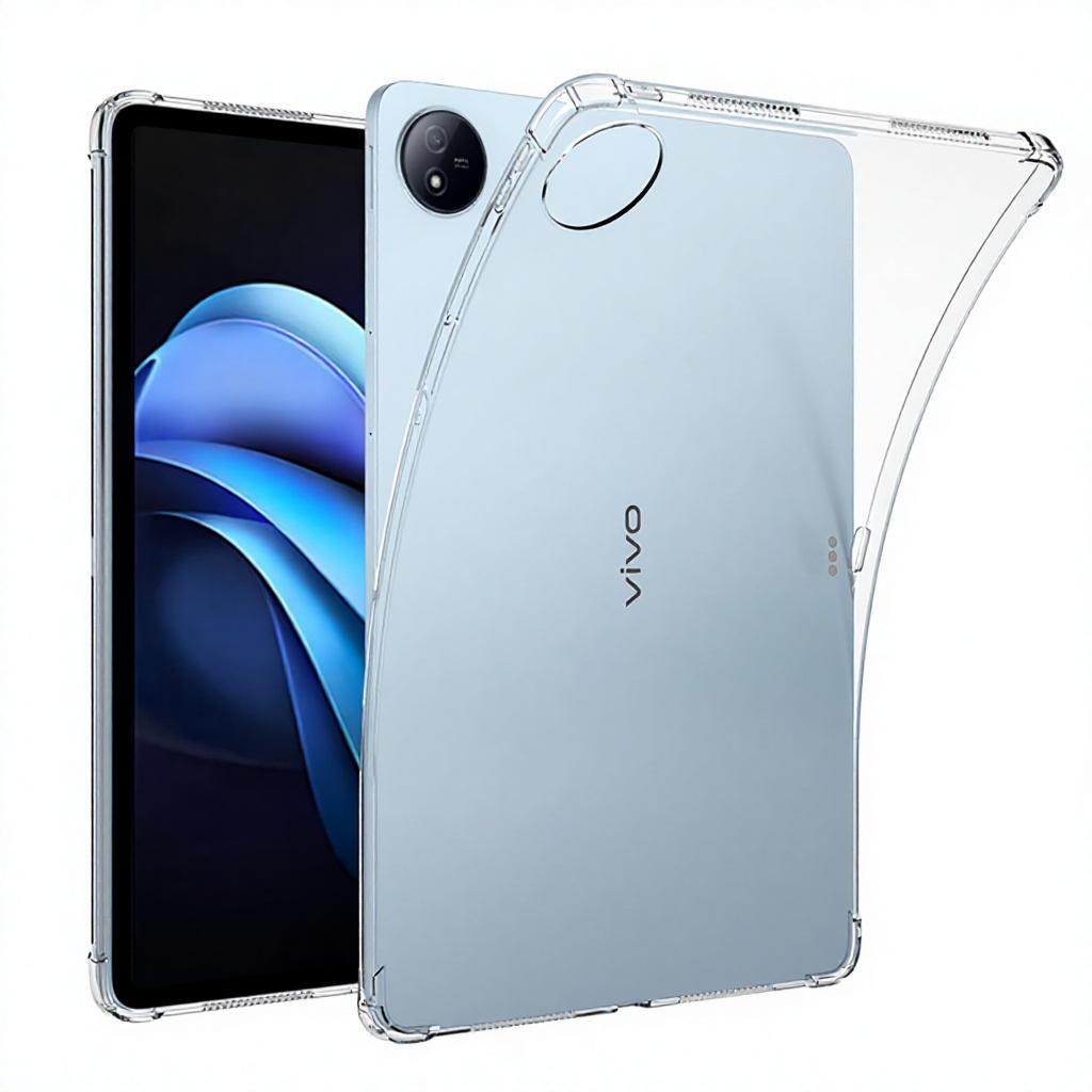 Совместимый vivo Pad 3/5 Pro Четырехугольный Ударопрочный Прозрачный 13-дюймовый 2026 TPU Мягкий Чехол Золотой Вставкой Зеркальная Поверхность