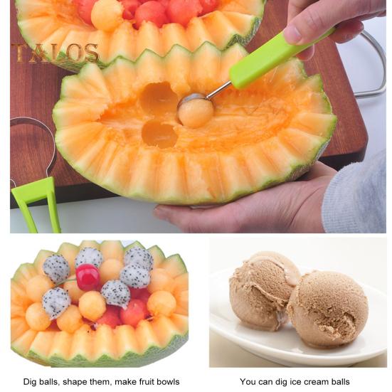 3-in-1 Stainless Steel Fruit Baller Set Melon Carving Tools Fruit Peeler Cutter Seeds Remover Ice Cream Baller Kitchen Utensils