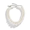 Luxury Elegant Imitation Pearl Necklace Double Layered Beaded Clavicle Chain  Wedding Jewelry