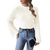 Women's Autumn And Winter Short Knitted Sweater With Flared Sleeves And A Half High Collar Pullover Sweater