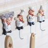 Cartoon Chef Hook Kitchen Accessories Self-adhesive Storage Hooks Wall Hanger Keys Holder Waterproof Hooks for Bathroom Kitchen