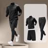 Men's Four Seasons Running Set Sports Speed Drying Slim Fit Long Sleeve Half Zipper T-shirt Top+Pants Set