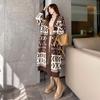 Women's Sweaters Mid-length V-neck Diamond Pattern Knitted Cardigans Autumn Winter Loose Wool Knit Coats Lady Outerwear