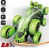 Threeking RC Stunt Cars Remote Control Car Double-Sided Driving 360-degree Flips Rotating Car Toy, Green