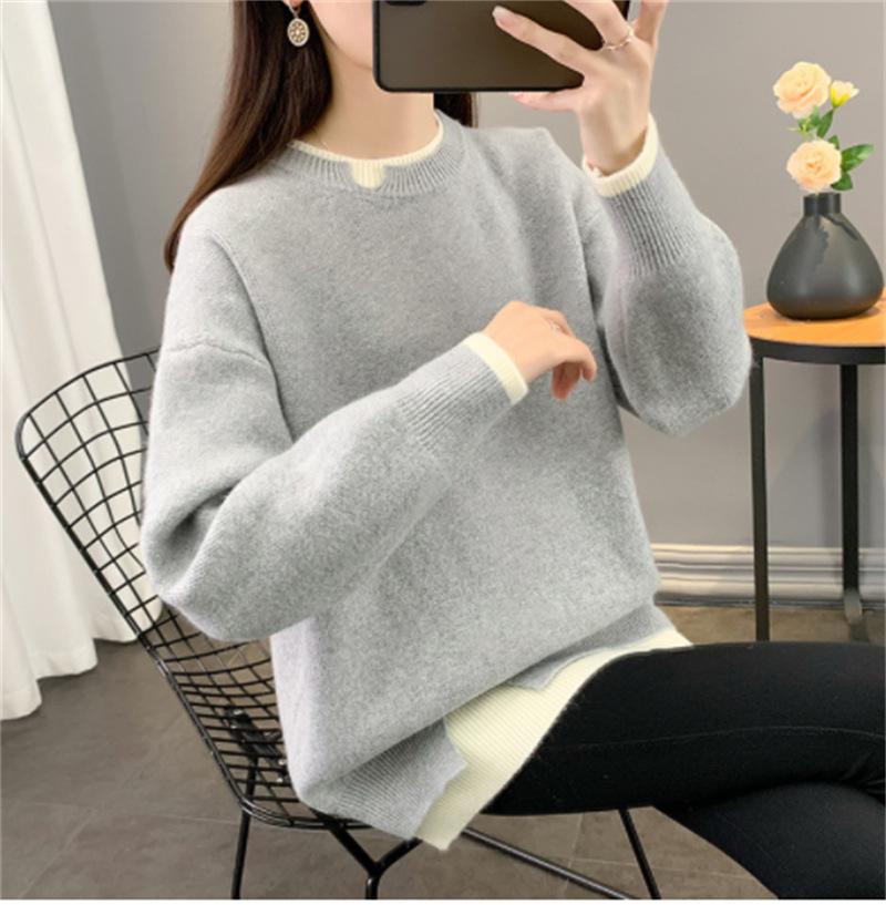 Женский свитер Осень и Зима Новый Свободный и Небрежный Стиль Верхняя одежда Пуловер Вязаный свитер