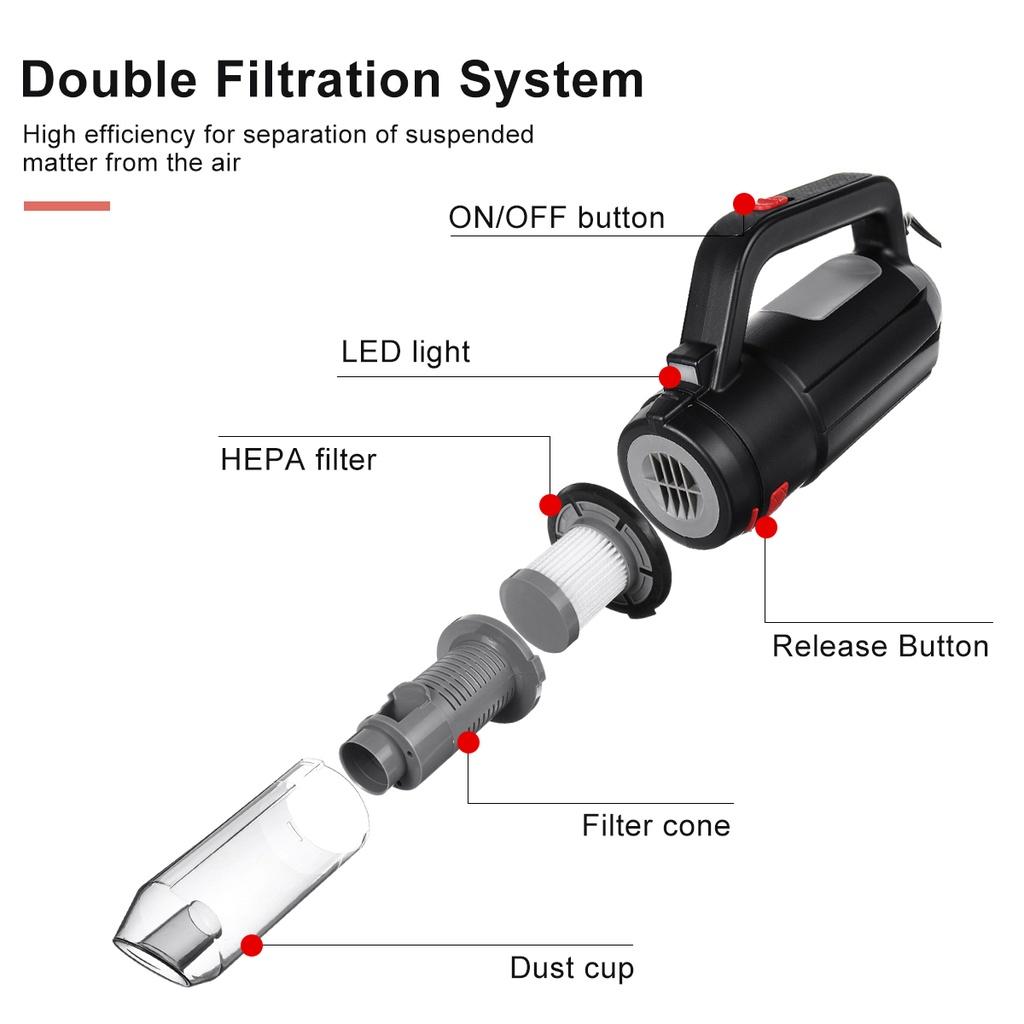 USB Auto Car Vacuum and Blow Cleaner Handheld Wireless Vacuum Powerful Cyclone Suction Rechargeable Wet And Dry 150W