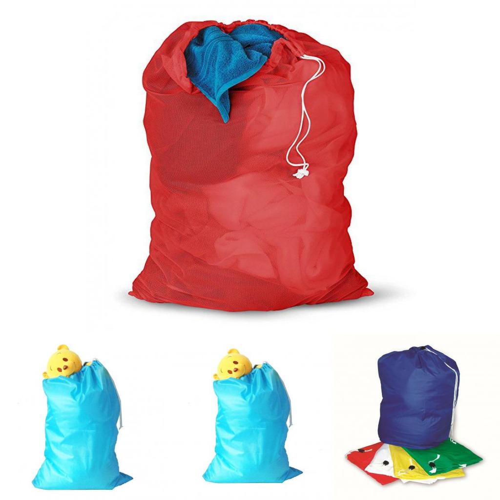 Прочная синяя нейлоновая сумка для белья с завязкой Прямоугольная форма