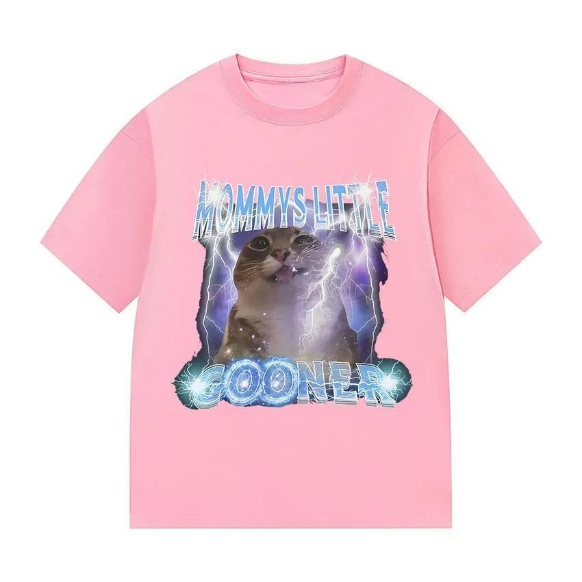 Mommys Little Gooner Funny Cat Meme Graphic Tshirt Women Fashion Harajuku T Shirt Retro Short Sleeve Tees Graphic T Shirts Y2K