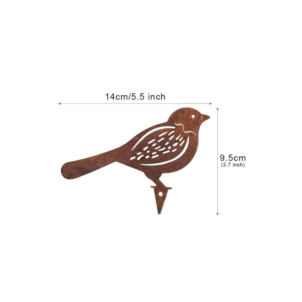 4 упаковки металлических садовых украшений в виде птиц с ржавой патиной для домашнего декора, патио, двора в деревенском стиле