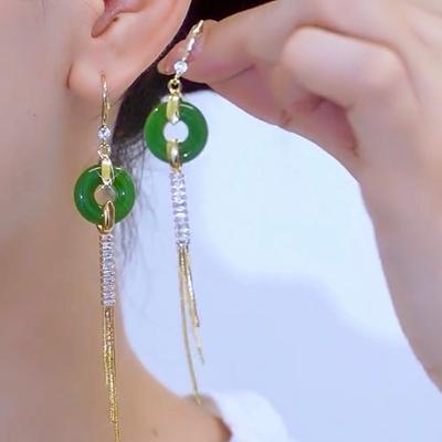Серьги-крючки с цирконом и халцедоном с бахромой, новые китайские ретро-серьги Гочао, серьги с легкой роскошью и высококлассным темпераментом