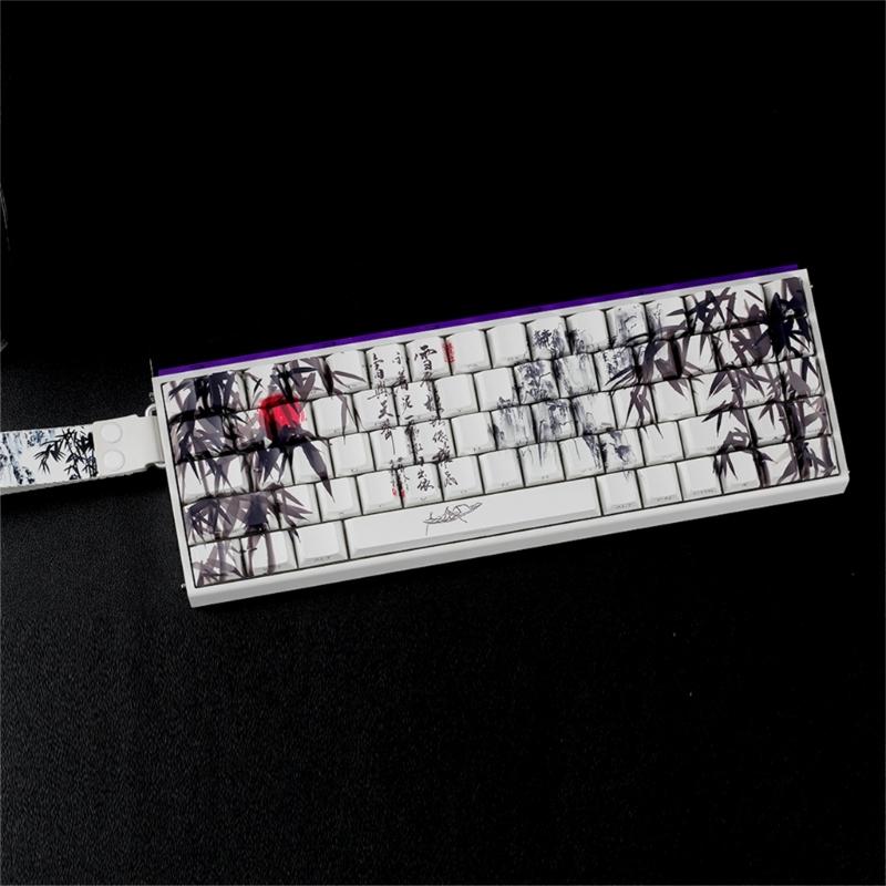 PBT кейкапы с тематикой Бамбуковый Лес, оригинальный профиль, сублимационная печать сбоку, для 61 64 68 ANSI ISO механических клавиатур