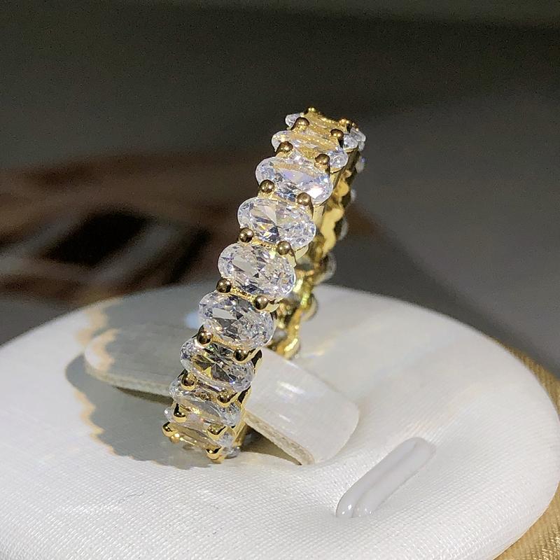 Роскошные очаровательные обручальные кольца с овальными кристаллами для женщин, ювелирные изделия из стерлингового серебра 925 пробы, обручальное кольцо с блестящим цирконием Cz