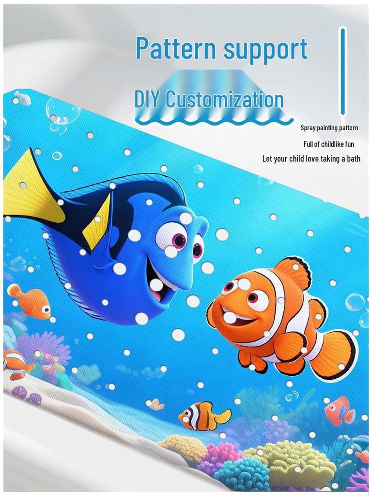 Детский нескользящий мультяшный коврик для ванной - Моющийся овальный безопасный коврик для пола в душе