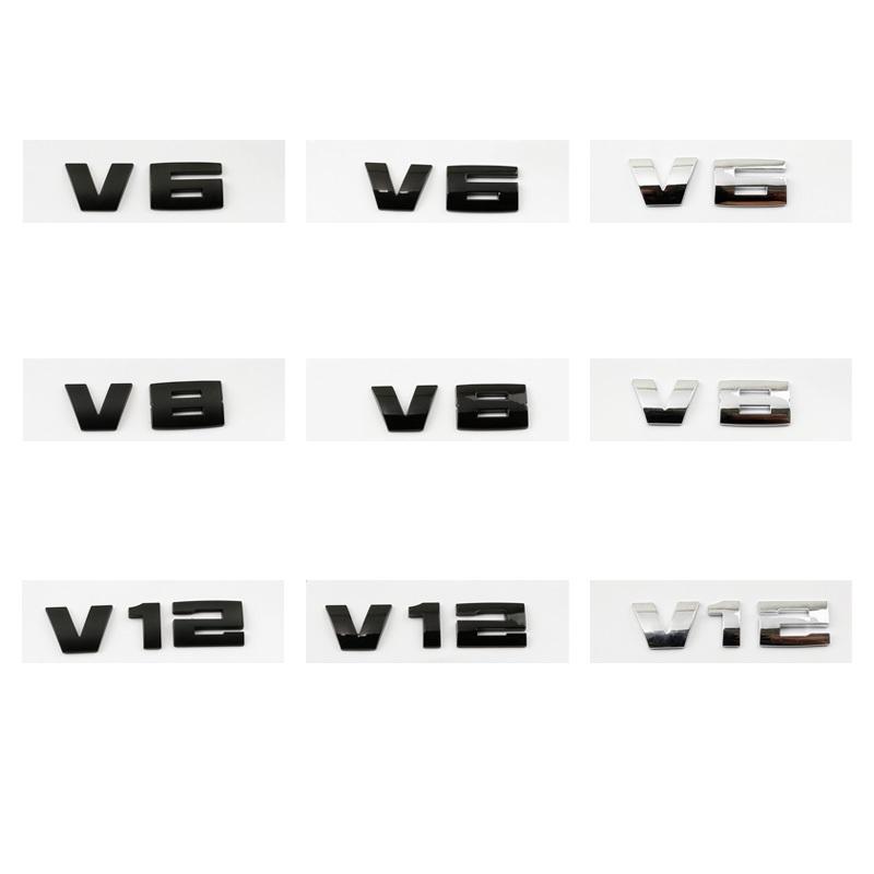 NEW ABS V6 V8 V12 logo Side rear trunk emblem black silver logo sticker Decal Replacement for BMW DL8