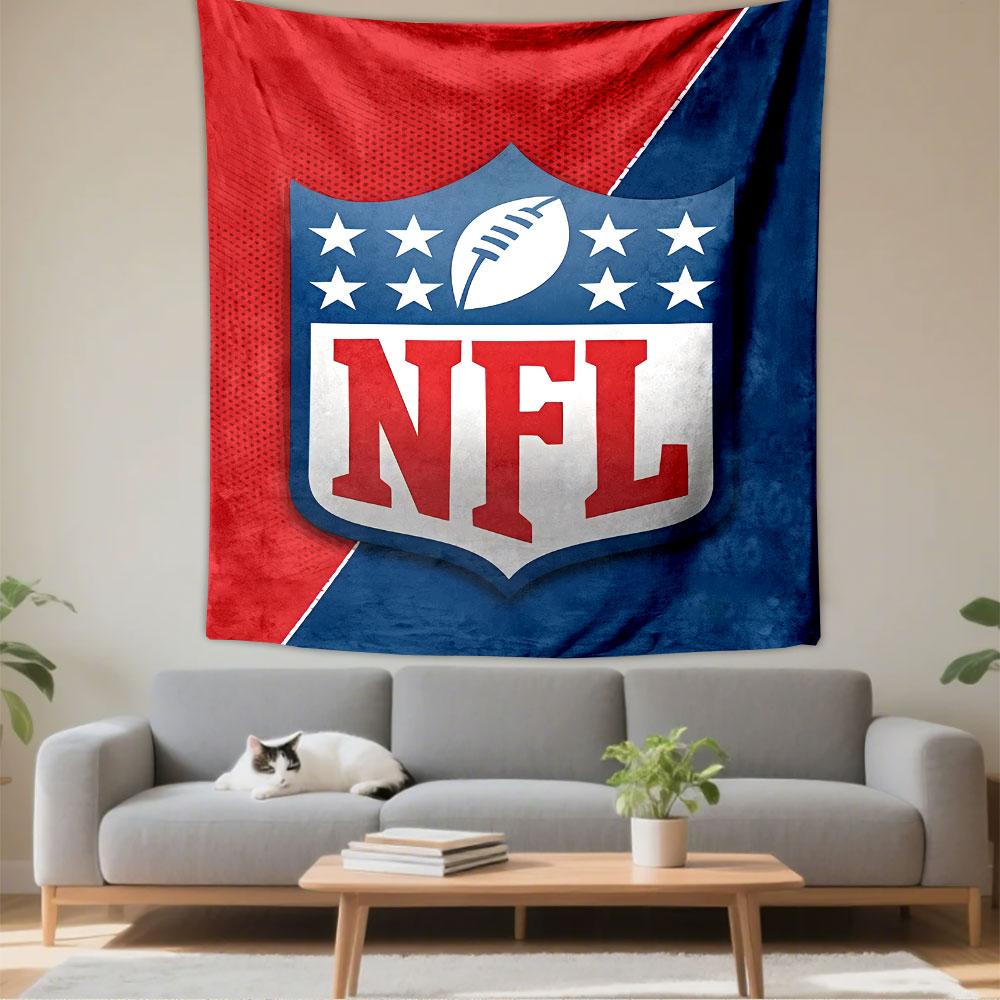 NFL Football League Logo Tapestry Wall Hanging, American Football Emblem Art, Sports Wall Decor for Bedroom Living Room Man Cave