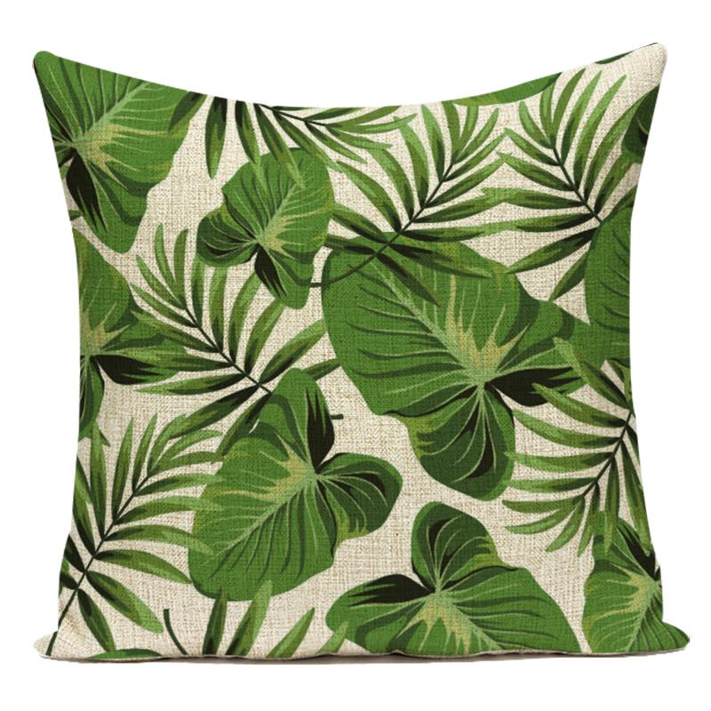 Polyester Decorative Pillows Tropical Cactus Palm Leaf Sofa Home Decor Cushion Cover Pillowcase for Living Room