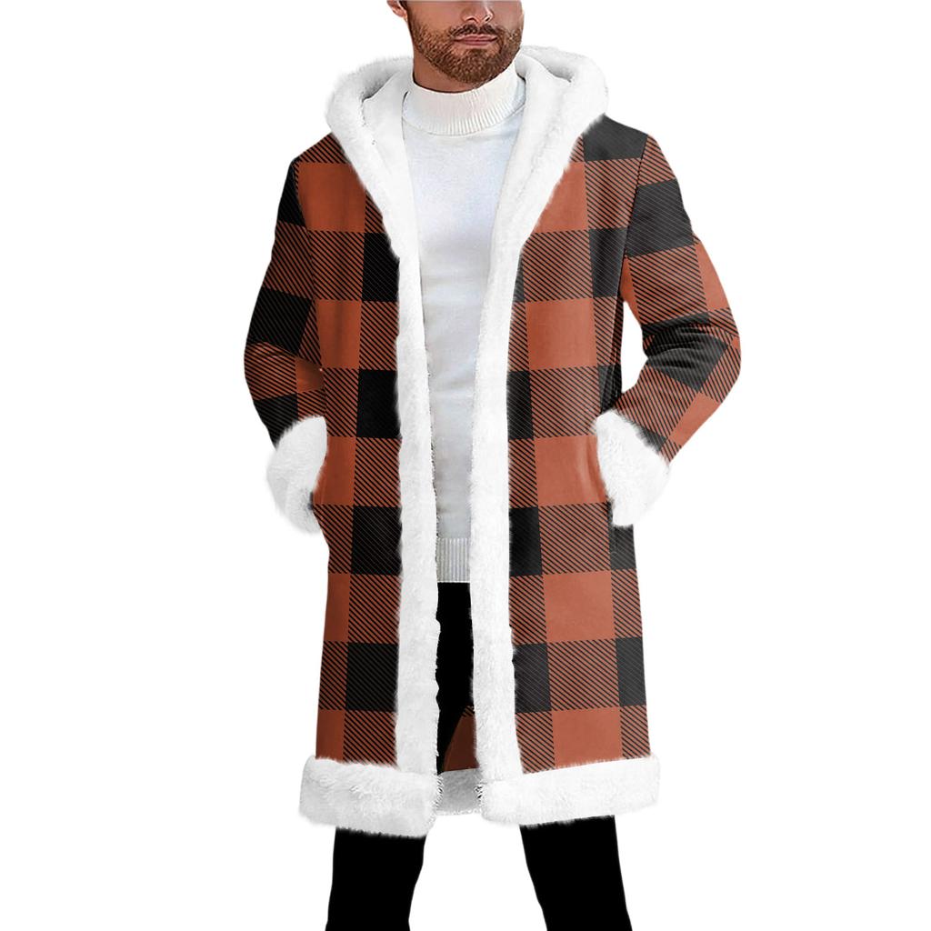 Мужской кардиган с капюшоном, длинное пальто для сохранения тепла