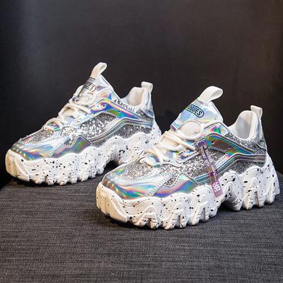 Женские кроссовки на толстой подошве в ночное время, светоотражающая модная повседневная спортивная обувь