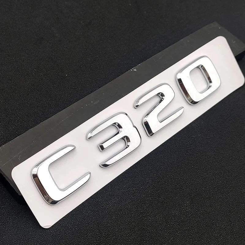 ABS Black Chrome Letters 3D Car Trunk Letters Badge For Mercedes Benz C 200 220 300 C200 C220 C300 C320 Logo Sticker Accessories XC7