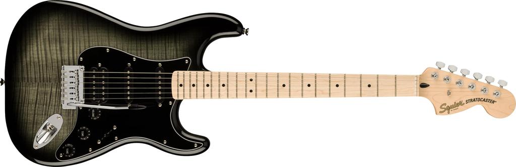 Электрогитара Squier by Fender Affinity FMT Maple Black Black Burst с мягким чехлом Series™ Stratocaster® HSS, накладкой на гриф, пикгардом,