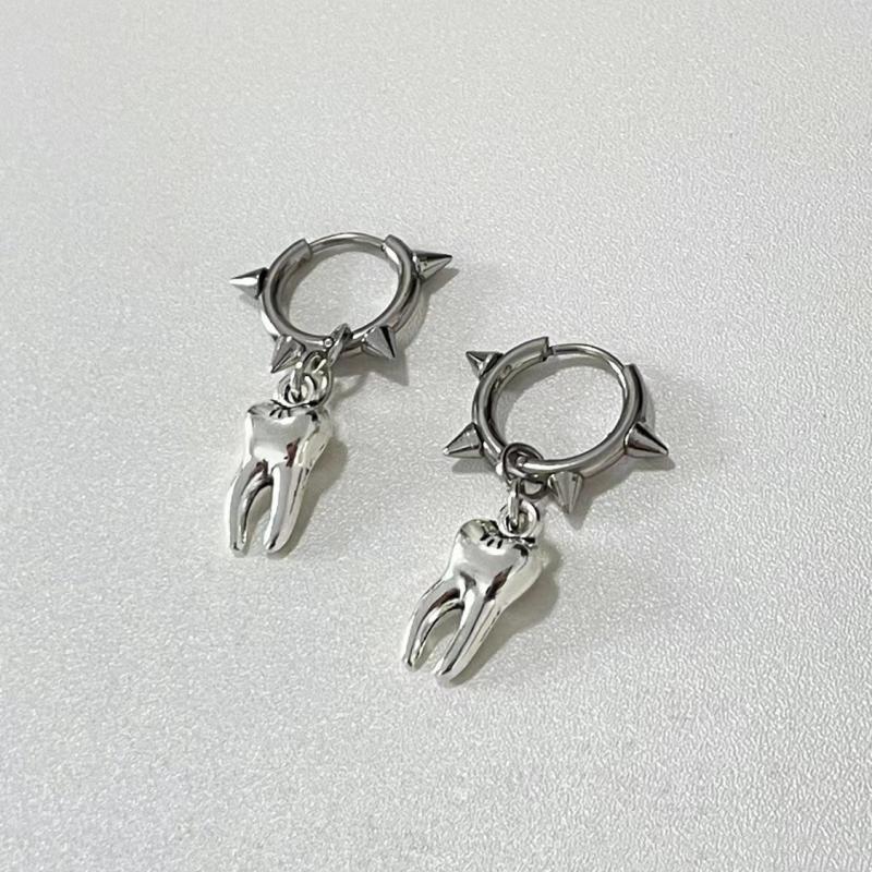 Gothic Jewelry Tooth Stud Earrings Grunge Rock Accessory Charms Hoop Earrings For Women Punk Korean Earrings
