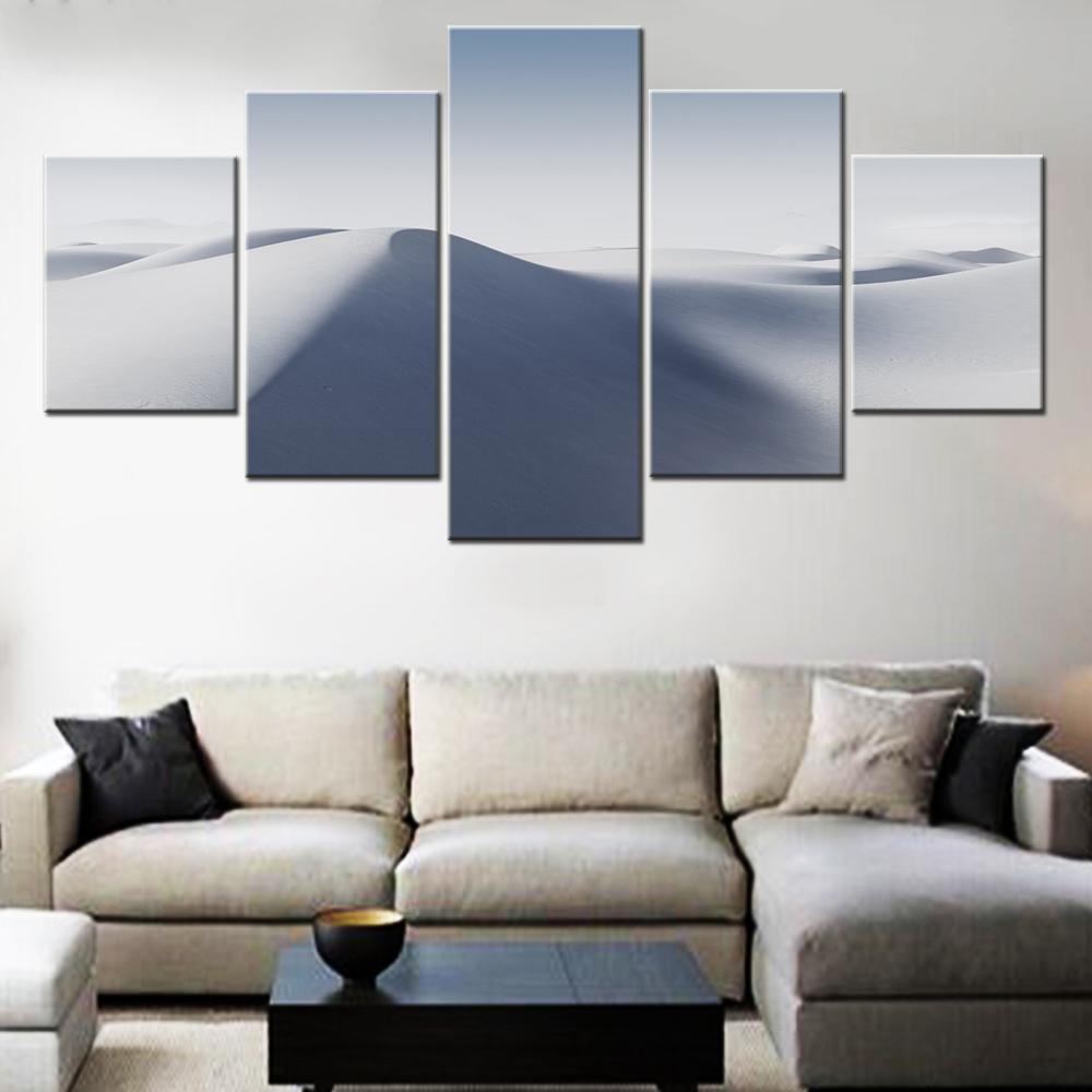 5 Pieces Wall Arts Canvas Landscape Poster Paitning Nature Sand Dunes White aesthetic Wallpaper Home Decor Living Room Mural Art