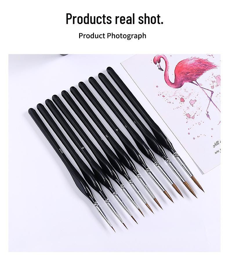 Треугольный набор кистей из шерсти ласки: Деревянный стержень для контурирования и линейного рисунка для акварельной и масляной живописи.