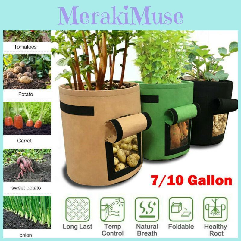 Прочные и многоразовые 5/7/10-галлонные мешки для выращивания овощей с удобными ручками для переноски