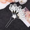 Metal Thai Style Leaf Hair Stick Golden Ethnic Headdress Jewelry Rhinestone Flower Hairpin  Party