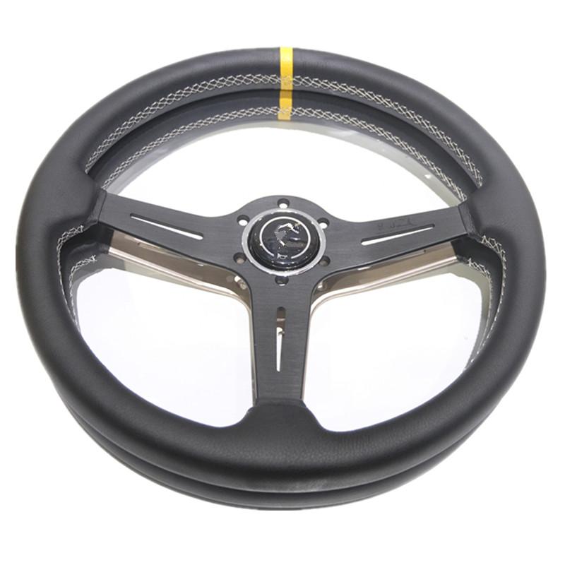 15inch 360mm Racing Flat Steering Wheel Auto Universal Leather Simulated Racing Game Steering Wheel