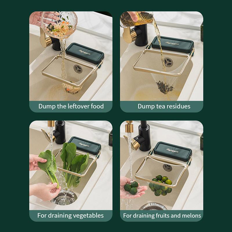 Подставка-фильтр для раковины Кухонная складная Сетчатый мешок для отходов пищи Подставка Сетка для мусора Полка Защита от засоров Сетчатый мешок для мусора