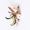 Exquisite Fashion Pearl Enamel Color Brooch Alloy Diamond Phoenix Bead Brooch Versatile Clothing Accessories Pin Women
