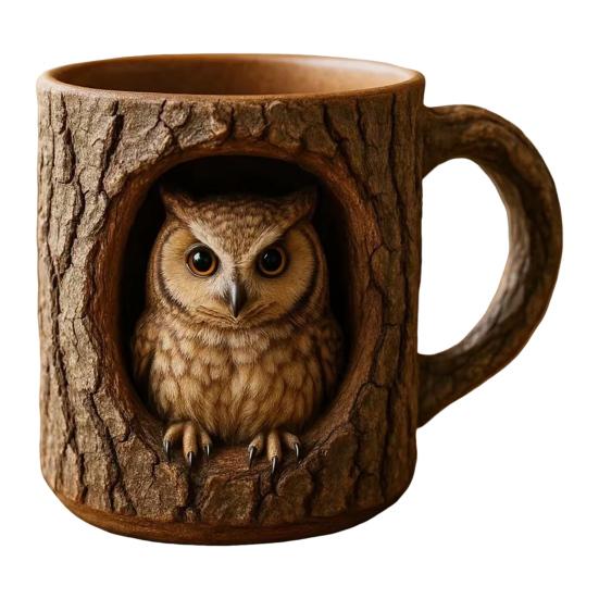 Забавная кружка с енотом, кружка с текстурой коры, кружка из смолы с животным, кофейная чашка ручной работы, барная пивная кружка, подарок для любителей природы