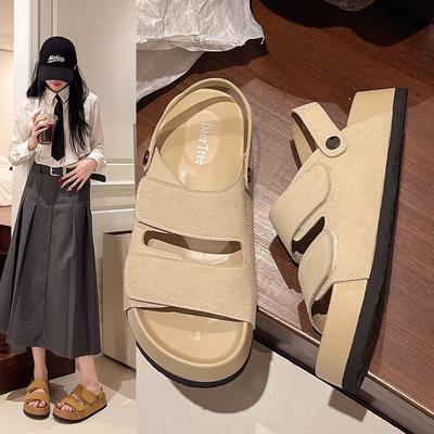 Летние пляжные ретро римские сандалии на толстой подошве для женщин