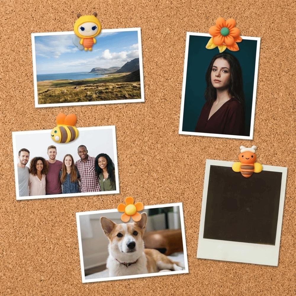 30Pcs Portable 3D Bee Flower Push Pins DIY Reusable Thumb Tacks Multifunctional Creative Board Thumbtack Office School Supplies