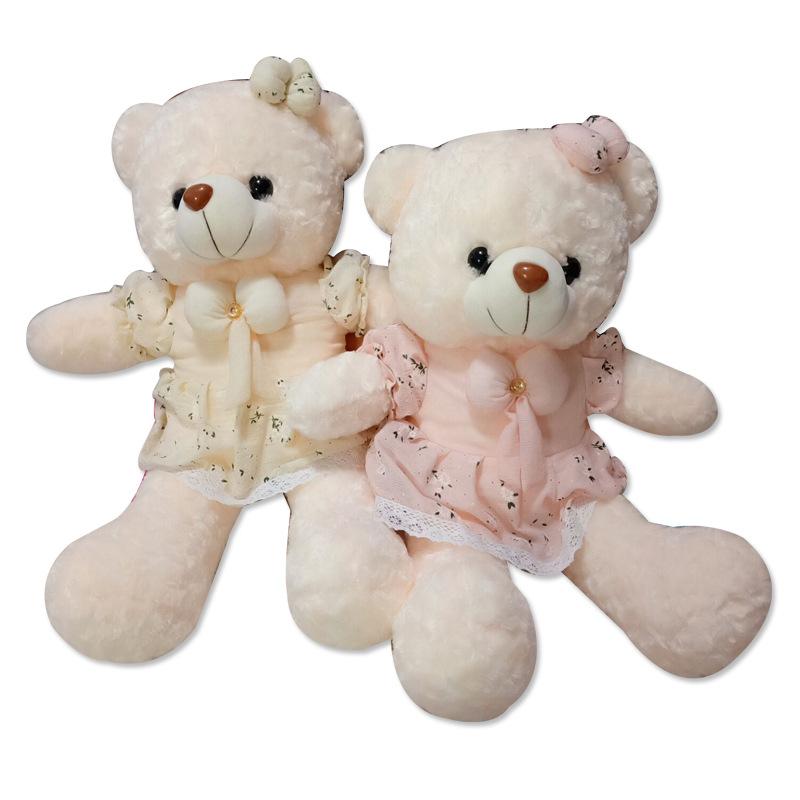 Rose Velvet Floral Dress Bear Plush Toy Big Bear Doll Hug Bear Doll Rag Doll Girl Birthday Gift