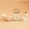 3Pcs Miniature Bathtub Toilet Bathroom Cabinet Set Pretend Play Toys Dollhouse Supplies