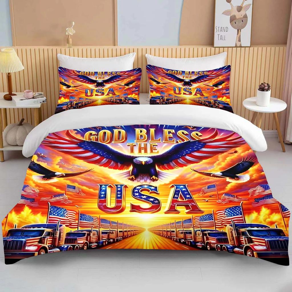 Комплект постельного белья Great American Truck Eagle из 3 предметов, 10 размеров: одеяло, покрывало, комплект для двуспальной и большой кровати, для детей и мальчиков, домашний текстиль, подарок.