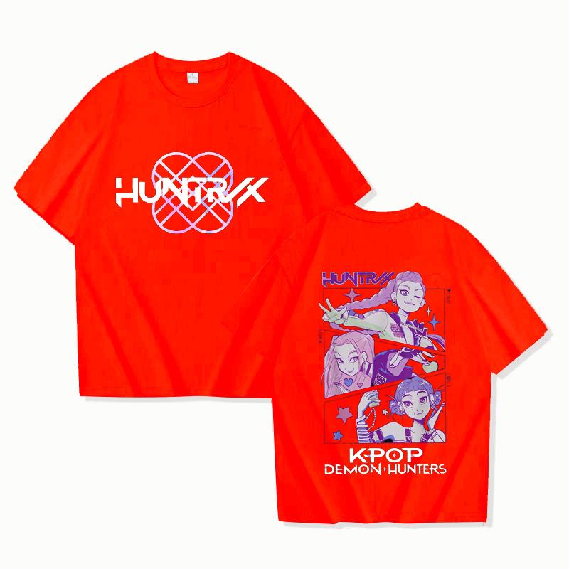 K-Pop Футболка Охотники на демонов Женская Мужская Оверсайз С круглым вырезом Короткий рукав Подарок для фанатов